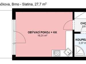 Pronájem bytu 1+kk, Brno, Bučkova, 27 m2