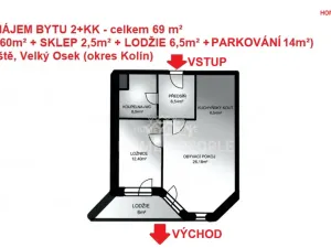 Pronájem bytu 2+kk, Velký Osek, U hřiště, 69 m2