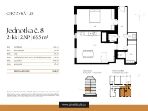 Prodej bytu 2+kk, Praha - Vinohrady, Chodská, 64 m2