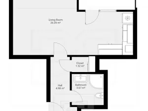 Pronájem bytu 1+kk, Praha - Ruzyně, Stočesova, 36 m2