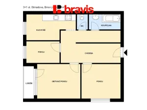 Pronájem bytu 3+1, Brno - Líšeň, Strnadova, 60 m2