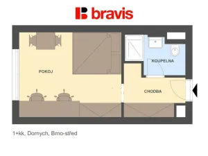 Pronájem bytu 1+kk, Brno - Trnitá, Dornych, 22 m2