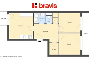 Pronájem bytu 2+1, Brno - Veveří, Bayerova, 78 m2