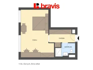 Pronájem bytu 1+kk, Brno - Trnitá, Dornych, 26 m2