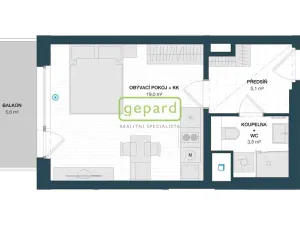 Pronájem bytu 1+kk, Praha, Kolbenova, 35 m2