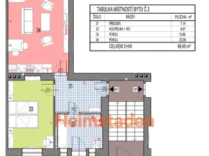 Pronájem bytu 2+kk, Ostrava - Kunčičky, Výhradní, 47 m2