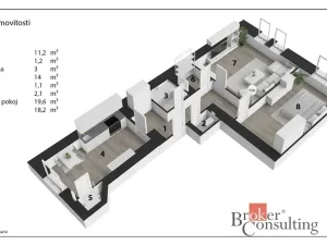 Prodej bytu 3+kk, Praha - Žižkov, Hartigova, 74 m2
