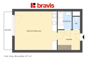 Pronájem bytu 1+kk, Brno - Staré Brno, Úvoz, 47 m2