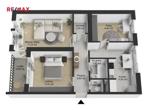 Prodej bytu 3+1, Mukařov, Pražská, 64 m2