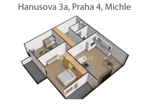 Pronájem bytu 3+kk, Praha - Michle, Hanusova, 78 m2