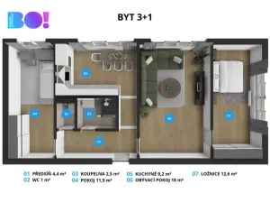 Prodej bytu 3+1, Ostrava, Nádražní, 60 m2