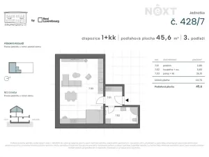 Prodej bytu 1+kk, Praha - Zbraslav, Elišky Přemyslovny, 45 m2
