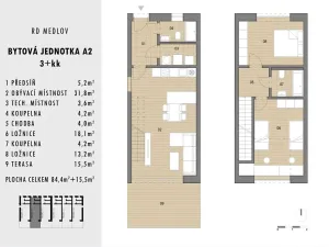 Prodej bytu 3+kk, Medlov, 84 m2