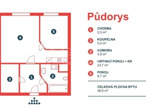 Pronájem bytu 2+kk, Praha - Troja, Hnězdenská, 47 m2
