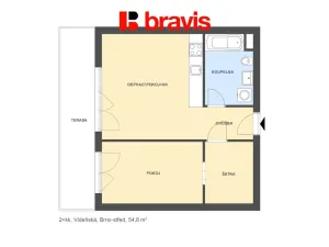 Pronájem bytu 2+kk, Brno - Štýřice, Vídeňská, 55 m2