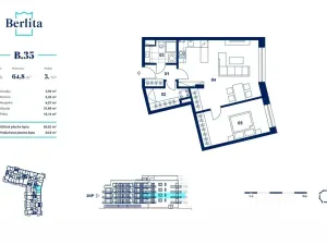 Pronájem bytu 2+kk, Beroun - Beroun-Město, Na Parkáně, 64 m2