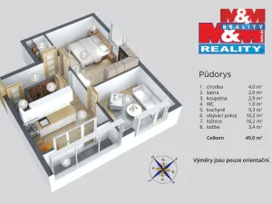 Prodej bytu 2+1, Děčín - Děčín VI-Letná, Krásnostudenecká, 49 m2