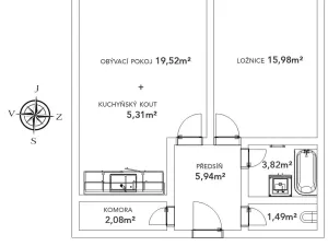 Pronájem bytu 2+kk, Praha - Stodůlky, Nová kolonie, 54 m2