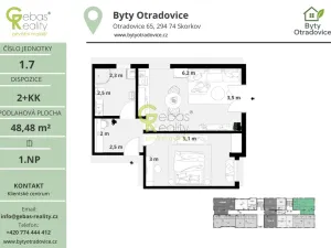 Prodej bytu 2+kk, Skorkov - Otradovice, 49 m2