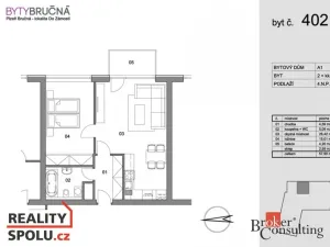 Pronájem bytu 2+kk, Plzeň - Černice, Štefánikova, 55 m2