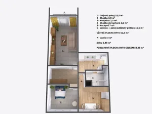 Prodej bytu 2+1, Jičín, Na jihu, 52 m2