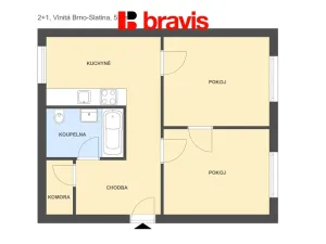 Pronájem bytu 2+1, Brno - Slatina, Vlnitá, 53 m2