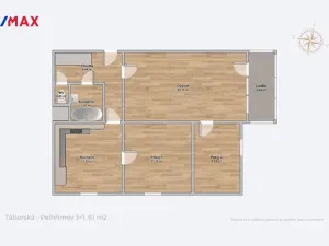 Prodej bytu 3+1, Pelhřimov, Táborská, 61 m2