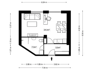 Pronájem bytu 1+kk, Doksy, Dalibora z Myšlína, 38 m2