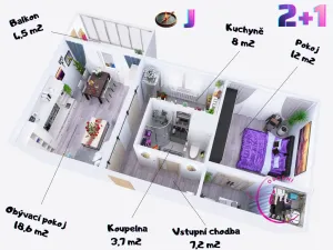 Prodej bytu 2+1, Třebíč - Nové Dvory, Jar. Heyrovského, 50 m2