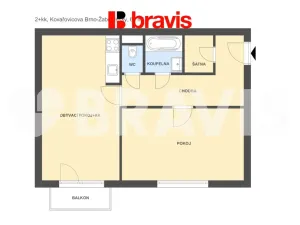 Pronájem bytu 2+kk, Brno, Kovařovicova, 61 m2