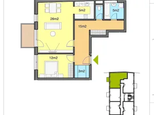 Pronájem bytu 2+kk, Brno, Mojmírovo náměstí, 73 m2