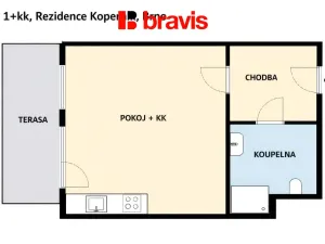 Pronájem bytu 1+kk, Brno - Židenice, Koperníkova, 36 m2
