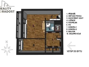 Pronájem bytu 2+kk, Brno, Moldavská, 46 m2