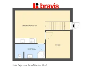 Pronájem bytu 2+kk, Brno - Židenice, Sejkorova, 62 m2