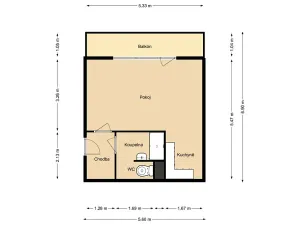 Pronájem bytu 1+kk, Brno, Irkutská, 33 m2