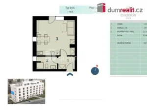 Pronájem bytu 1+kk, Praha - Chodov, Klapálkova, 36 m2