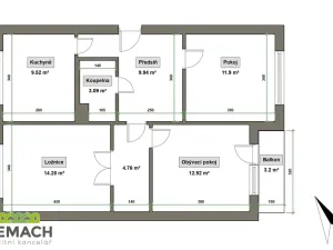 Pronájem bytu 3+1, Uherské Hradiště, Za Alejí, 71 m2