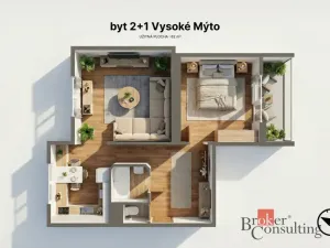 Prodej bytu 2+1, Vysoké Mýto, Ležáků, 56 m2