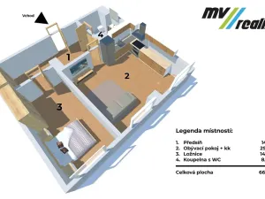 Prodej bytu 2+1, Milovice, Topolová, 66 m2