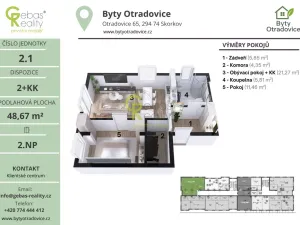 Prodej bytu 2+kk, Skorkov - Otradovice, 49 m2