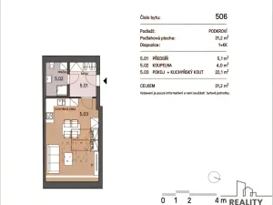 Pronájem bytu 1+kk, Brno, Vlhká, 31 m2