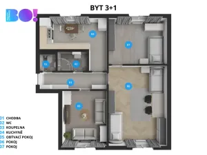 Prodej bytu 3+1, Nový Jičín, Vančurova, 72 m2