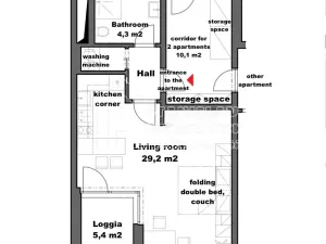 Pronájem bytu 1+kk, Praha - Střížkov, Střížkovská, 43 m2
