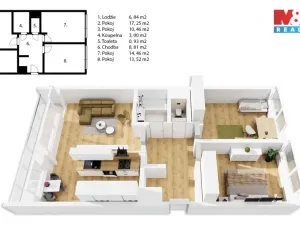 Prodej bytu 3+1, Praha - Troja, Pomořanská, 68 m2
