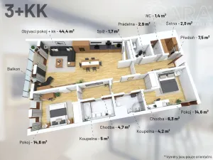 Pronájem bytu 3+kk, Praha - Michle, Baarova, 117 m2