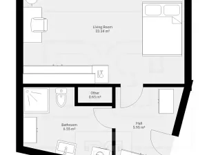 Pronájem bytu 1+kk, Praha - Černý Most, Rudolfa Holeky, 38 m2