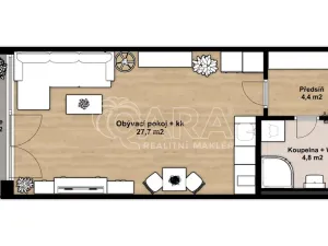 Pronájem bytu 1+kk, Praha - Hloubětín, Poděbradská, 39 m2