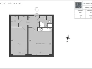 Pronájem bytu 2+kk, Ústí nad Labem, Brandtova, 43 m2