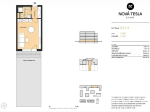 Pronájem bytu 1+kk, Pardubice - Pardubičky, Východní, 35 m2