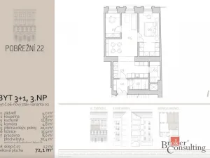 Prodej bytu 3+kk, Praha - Karlín, 72 m2